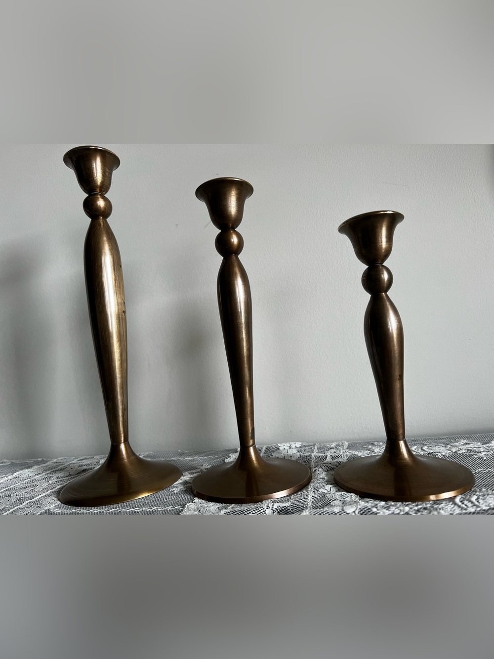 Set of 3 Mid-Century Modern Taper Candle Holders